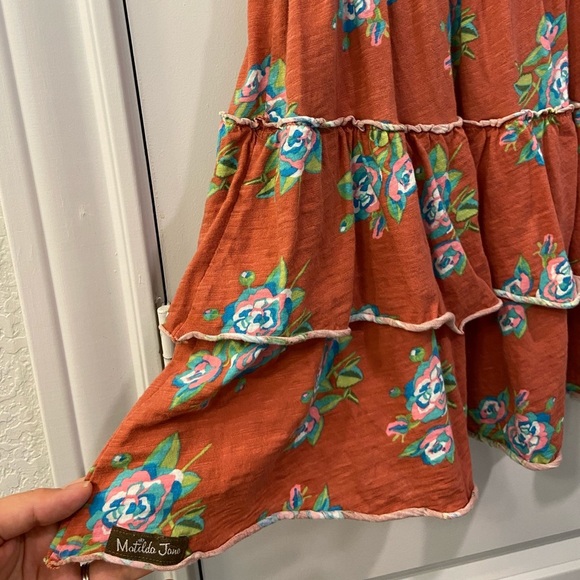 NWT- Matilda Jane - red orange floral Cotton tee dress - S - Picture 4 of 6